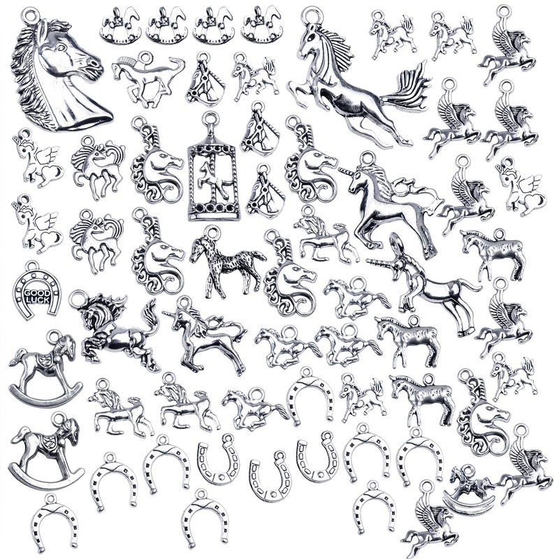 Jdesun Unicorn Charms Collection, 100g(60-70pcs) Animals Unicorn Charms Horse Metal Pendants Jewelry Findings Making Accessory for DIY Bracelets Necklaces Earrings - Image 1